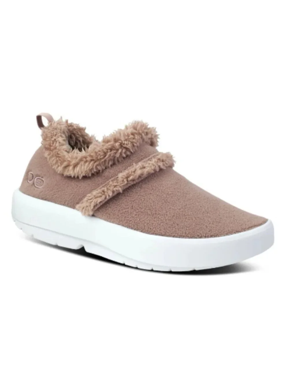 OOFOS Recovery Oocoozie Low Slip On Shoes -White/Chocolate-
